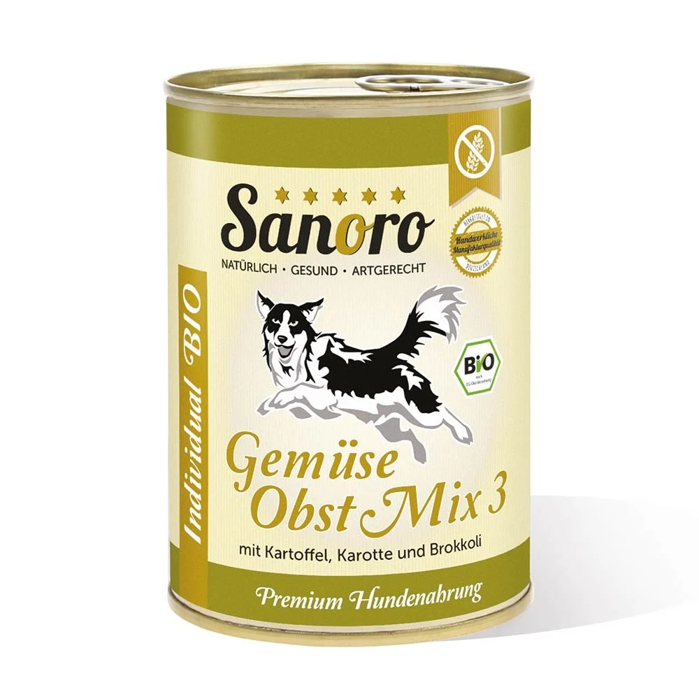 Sanoro BIO Gemüse-Obst-Mix 3 mit Bio-Kartoffel, Bio-Karotte, Bio-Brokkoli und Bio-Apfel
