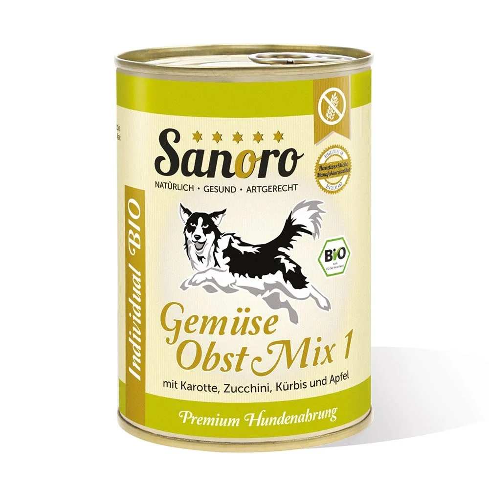 Sanoro BIO Gemüse-Obst-Mix 1 mit Bio-Karotte, Bio-Zucchini, Bio-Kürbis und Bio-Apfel