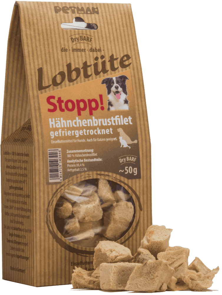 Petman Lobtüte Hähnchenbrustfilet "Stopp!" 100% Muskelfleisch Petman Lobtüte Hähnchenbrustfilet "Stopp!" 100% Muskelfleisch